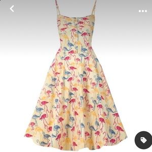 Collectif 50s Fairy Flamingo Print Swing Dress